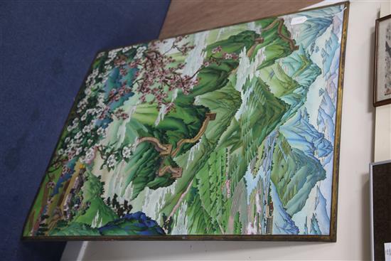 A large Chinese cloisonne enamel panel, late 20th century, 104 x 85cm